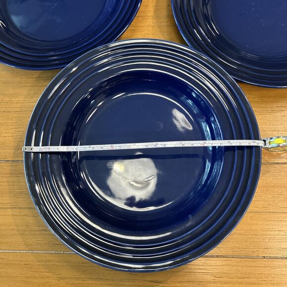 Set of 3 Le Creuset Blue Stoneware 10” Dinner Plates - Picture 3 of 7